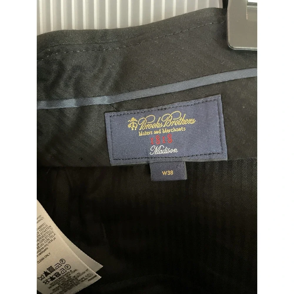 Brooks Brothers 1818 Madison Men's Dress Pants Wool Black 38x28 Tuxedo Party